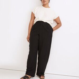 Madewell Black Linen-Blend Pull-On High-Rise Straight Pants